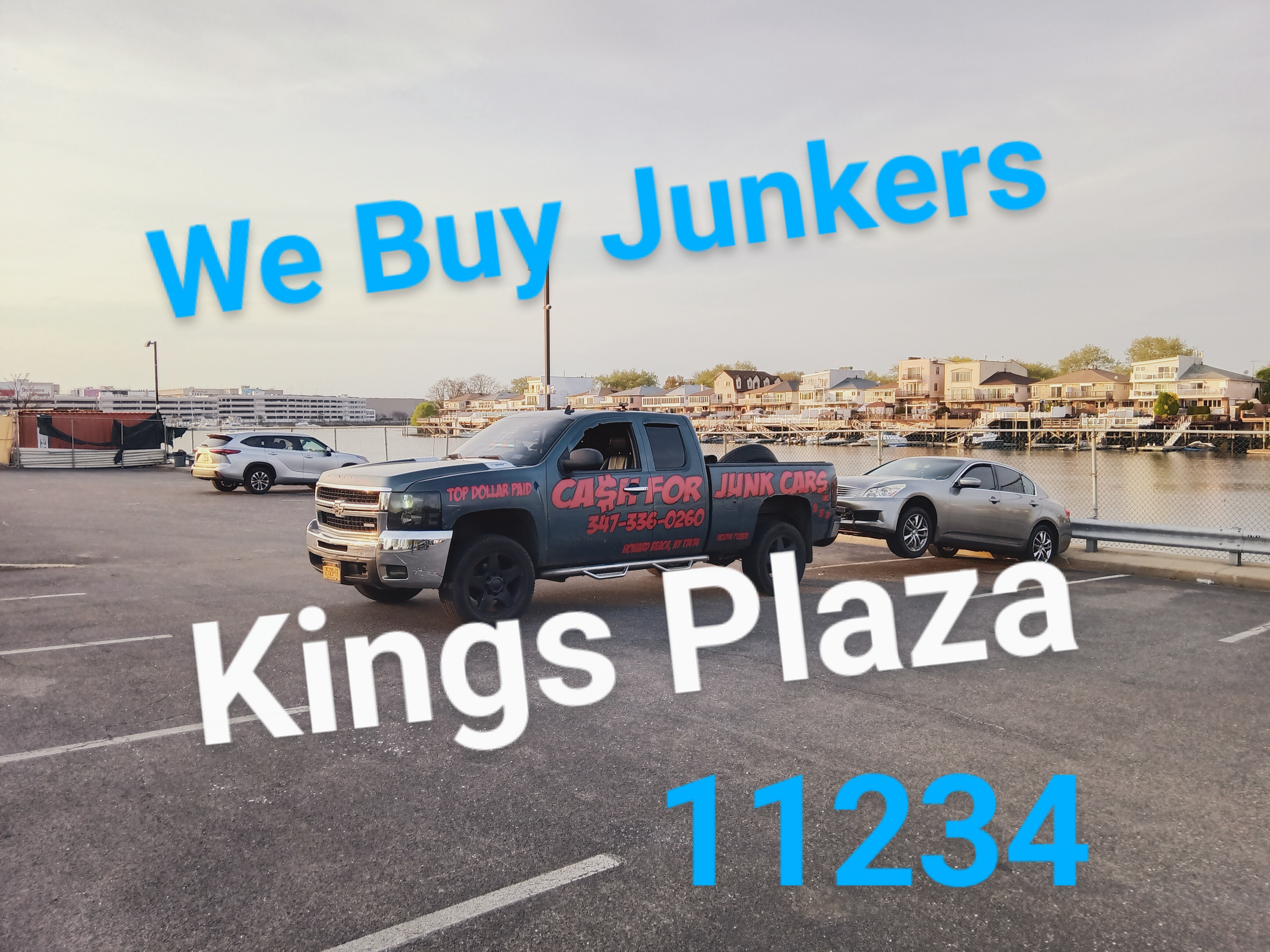 our truck with car on the hook in kings plaza brooklyn
