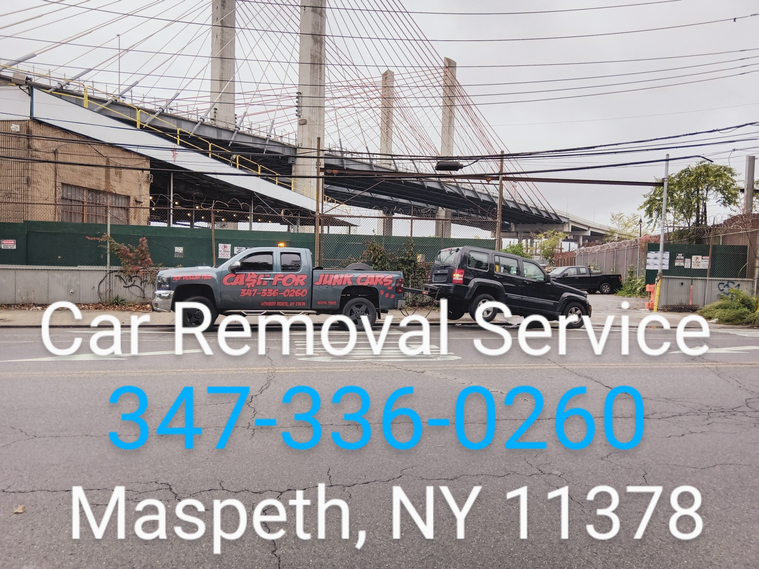 towing a non running car in Maspeth queens near the Kosciuszko bridge
